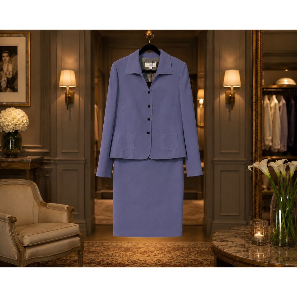 Tahari ASL Iris Skirt Suit Set 16 NWT Purple Blazer Pencil Skirt Career Business - Picture 1 of 12